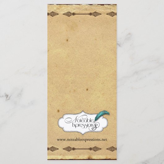 Ouderwets Elegance Perkament Bruiloft Menu (Achterkant)