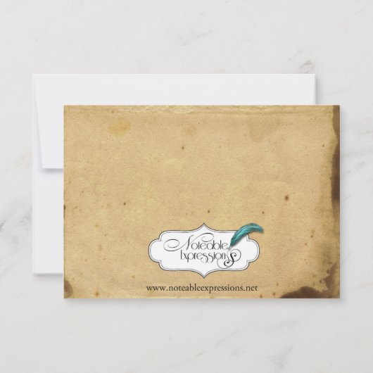 Ouderwets Elegance Perkament Bruiloft Receptie Kaart (Achterkant)