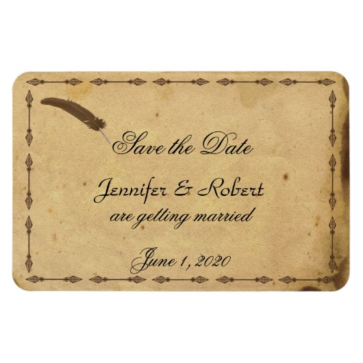 Ouderwets Elegance Perkament Save the Date Magneet (Horizontaal)