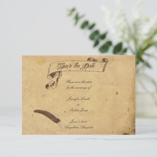 Ouderwets Elegantie Bewaar de Datum Save The Date (Staand voorkant)