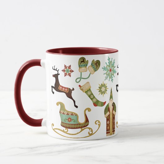 Ouderwets Kerst Afbeeldingen Mok (Links)
