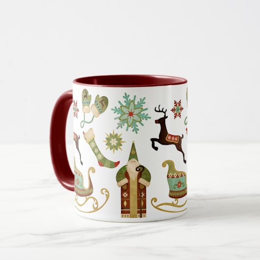Ouderwets Kerst Afbeeldingen Mok (Voorkant links)