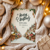 Ouderwets kerstdorp feestdagenkaart