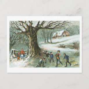 Ouderwets Kerstmis, Sneeuwlandschap Feestdagenkaart