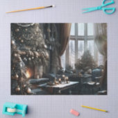 Ouderwets kerstscène cadeauverpakking tissuepapier (Craft)