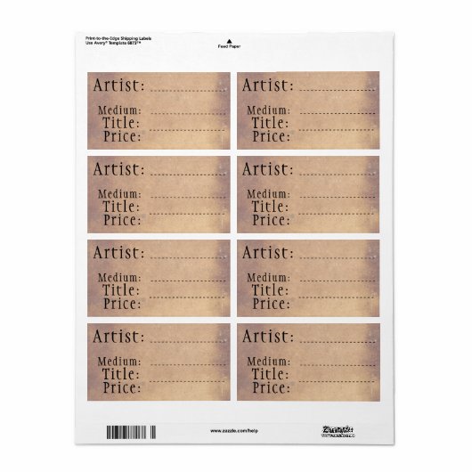 Ouderwets Kunst en Ambacht Verkoop Labels, Blank Etiket (Full Sheet)