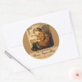 Ouderwets Meisje Lezen Ronde Sticker (Envelop)