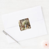 Ouderwets melkblik met daisy boeket vierkante sticker (Envelop)
