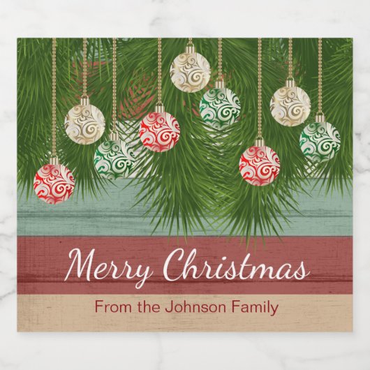 Ouderwets Merry Christmas Decoration Design Bier Etiket (Enkel label)