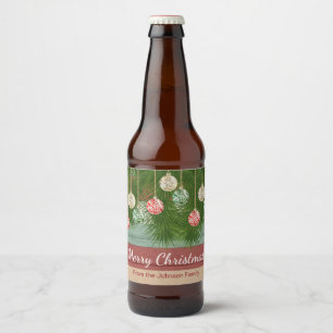 Ouderwets Merry Christmas Decoration Design Bier Etiket