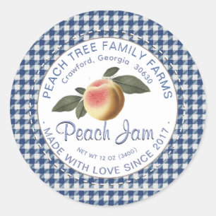 Ouderwets Over-the-Lid Rok Gingham Peach Ronde Sticker