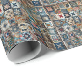Ouderwets Patchwork Quiltontwerp Cadeaupapier (Rol Hoek)