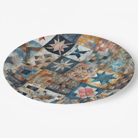 Ouderwets Patchwork Quiltontwerp Papieren Bordje (Gekanteld)