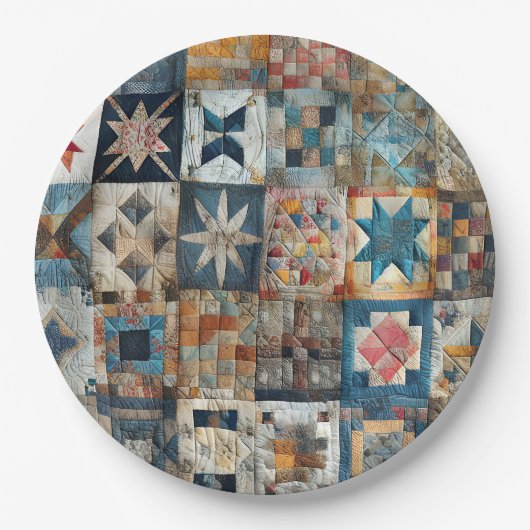 Ouderwets Patchwork Quiltontwerp Papieren Bordje (Voorkant)