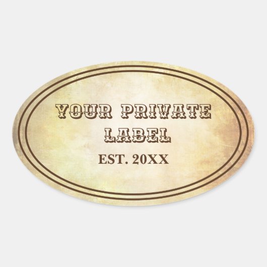 ouderwets perkament uw privé-label ovaal ovale sticker (Voorkant)