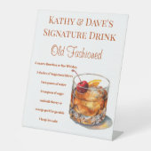 Ouderwets Signature Drink Recept Reclamebord Met Voetstuk (Voorkant)