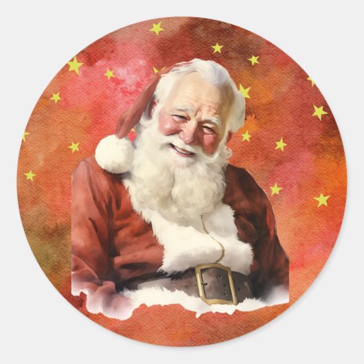 Ouderwets Sinterklaas - Sterrenachtergrond Ronde Sticker (Voorkant)