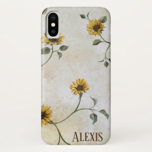 ouderwets zonnebloempatroon iPhone x hoesje