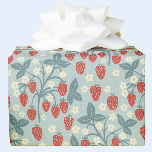 Ouderwetse Aardbeien Cottagecore Bloemige Botanisc Cadeaupapier