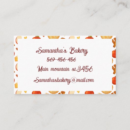 Ouderwetse appeltaart en ingrediënten visitekaartje (Achterkant)