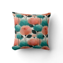 Ouderwetse Aquarel Roze en Groene Bloemen