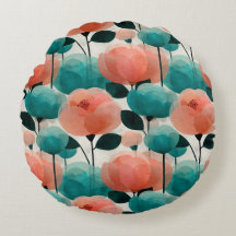 Ouderwetse Aquarel Roze en Groene Bloemen