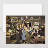 Ouderwetse bar met mensen vieren, een feest (Voorkant / Achterkant)