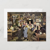 Ouderwetse bar met mensen vieren, een feest briefkaart (Voorkant / Achterkant)