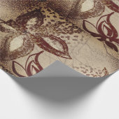 Ouderwetse Beige Textuur Wijnrood Bloemmotief Abst Cadeaupapier (Hoek)
