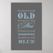 Ouderwetse Blauwe Bruiloft Bridal Shower Poster (Voorkant)