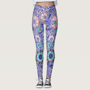 Ouderwetse blauwe roze William Morris's Corncockle Leggings