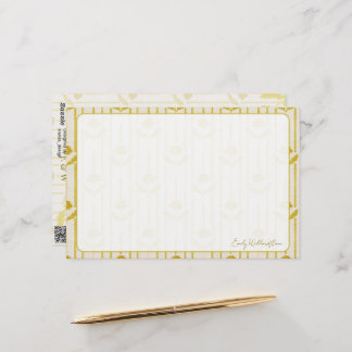 Ouderwetse bloemen op strepen in mosterdgeel briefpapier
