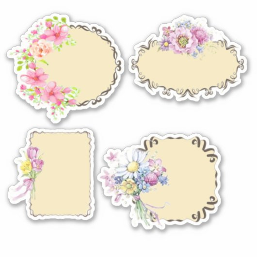 Ouderwetse bloemen sticker (Voorkant)