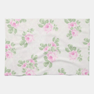 Ouderwetse bloemenge chic roze rozen theedoek