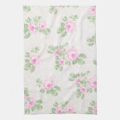 Ouderwetse bloemenge chic roze rozen theedoek (Verticaal)