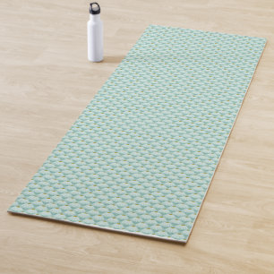 Ouderwetse bloemmotief turkooisblauw & olijfgroen yogamat