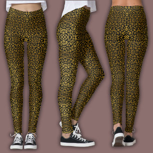 Ouderwetse Bloempatroon Gouden Wilde Bloemen Leggings