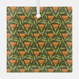 Ouderwetse bloempatroon met oranje tulpen glas ornament