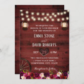 Ouderwetse bloemrijke rustieke lantaarn herfst bru kaart (Voorkant / Achterkant)