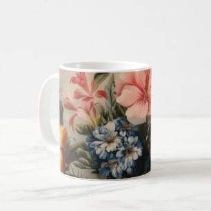Ouderwetse bloemstilleven met tropische bloemen koffiemok