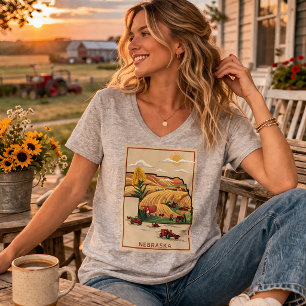 Ouderwetse boerenscene uit het hart van Nebraska T-shirt