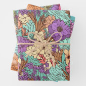 Ouderwetse Boho Bloemige Trouwdag Verjaardag Inpakpapier Vel (In situ)