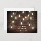 Ouderwetse Bollen Rustieke Hout Botanische Trouw  RSVP Kaartje (Voorkant / Achterkant)