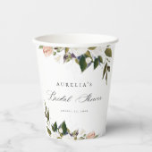 Ouderwetse botanische bloem bruidsfeestje papieren bekers (Voorkant)