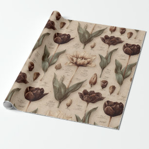 Ouderwetse botanische bloempatroon (6) cadeaupapier