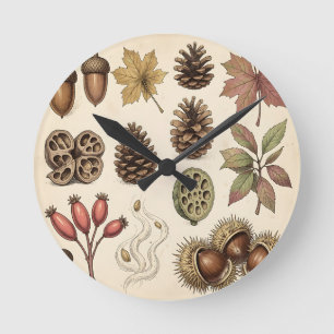 Ouderwetse botanische herfst eikels dennenappels b ronde klok