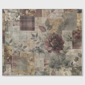 Ouderwetse botanische patchwork rustiek (2) cadeaupapier (Vlak)