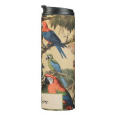 Ouderwetse botanische scène papegaaien aanpasbaar thermosbeker (Geroteerd rechts)