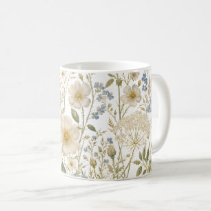 Ouderwetse botanische wilde bloemenpatroon koffiemok