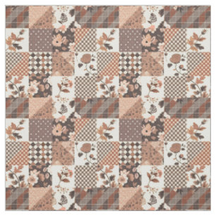 Ouderwetse bruine patchwork quilt in cottagecore-s stof
